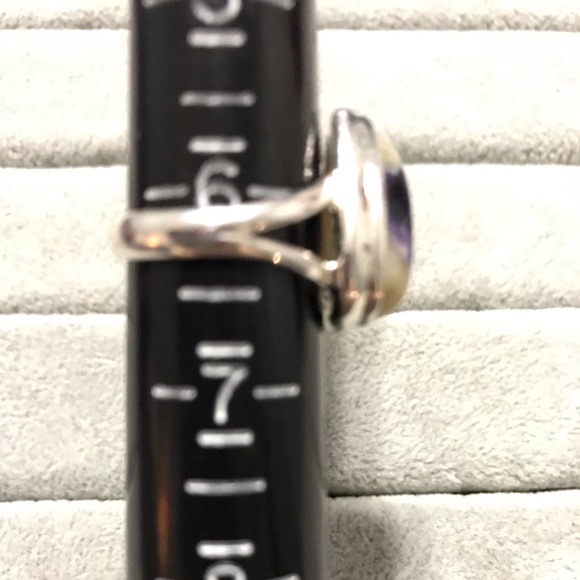 New Sterling Silver Purple Teardrop Morado Violet Flame Opal Ring Size 6.25 - Picture 7 of 14